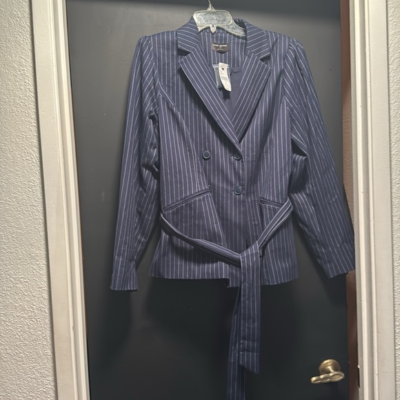 Lane Bryant navy blue pen, striped suit jacket size 18 skirt size 20 - Picture 5 of 9
